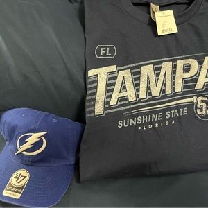 Brand new Tampa FL gear.  Tampa Shirt and Lightening hat.